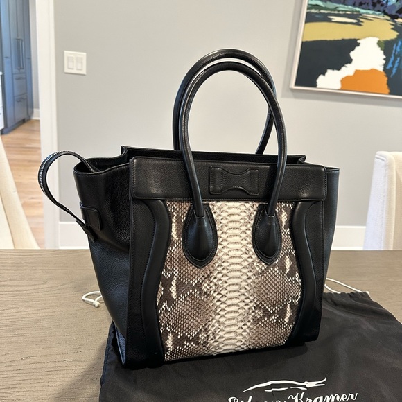 Eileen Kramer Leather and Python Handbag Purse, NWOT - Picture 3 of 14